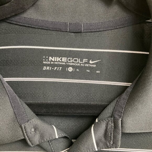 Nike Golf Men's XL Black & White Striped Dri-Fit Short Sleeve Polo Shirt - Picture 3 of 8